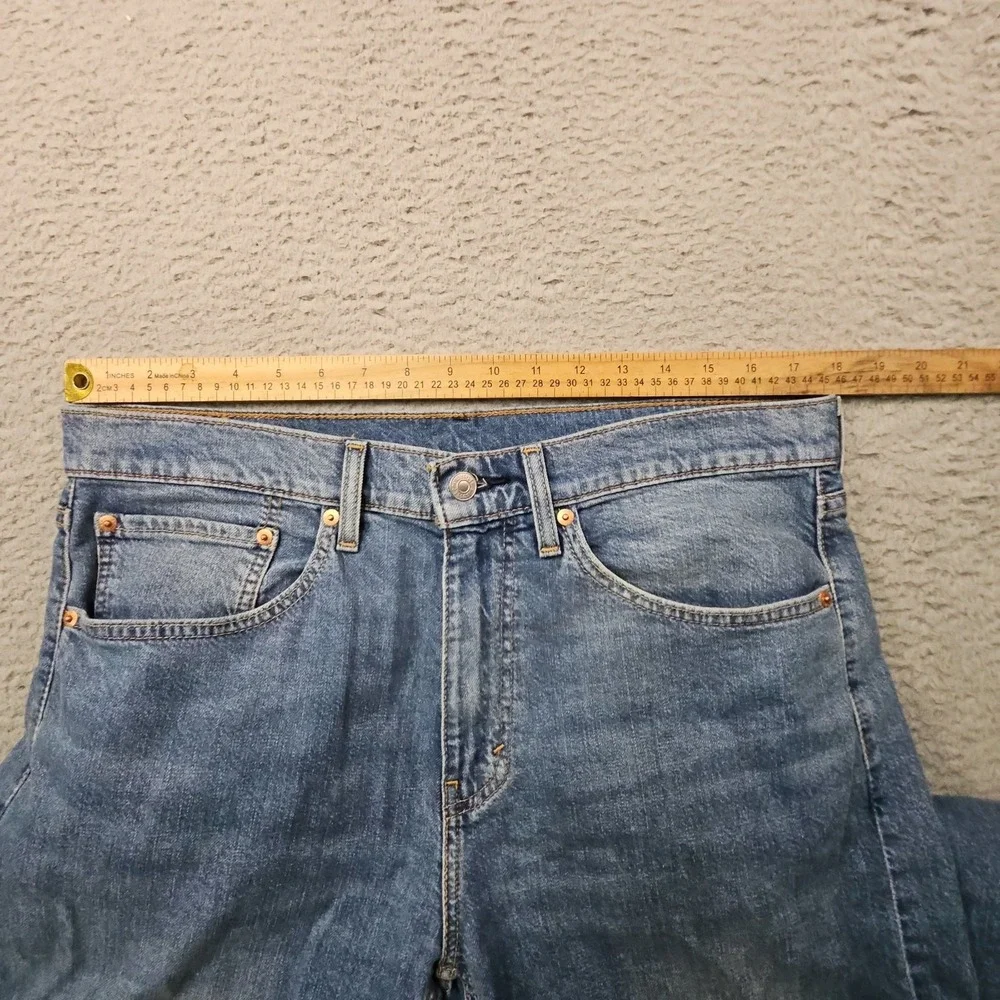 Levis 505 Jeans Mens 34x34 Blue Stretch Denim Relaxed Dad Light Wash Fade Grunge